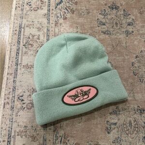 Boys Lie Mint Green Beanie with Pink Angel Patch